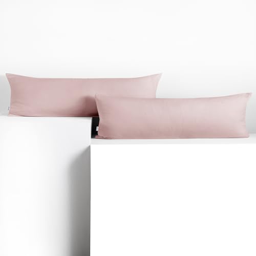 DecoKing 2 Fundas de Almohada de 40 x 145 cm, algodón Jersey con Cremallera, Color Lila ámbar