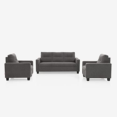 Image of Duroflex Ease - 5 Seater Sofa, 3+1+1 Sofa Set | Premium Fabric, High Comfort Foam, Durable Termite-Resistant Wooden Frame & Easy Maintenance | 3-Year Warranty - Grey