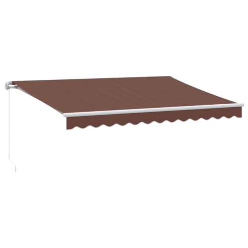 Auvent manuel rétractable marron 350x250 cm pour ombrage extérieur terrasse