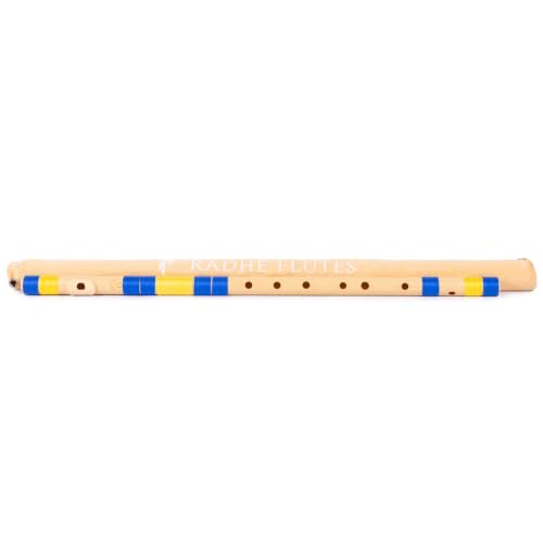 Image of Radhe Flutes PVC Fiber Bass G With Velvet Cover (Beige Flute With Blue & Yellow Threads)