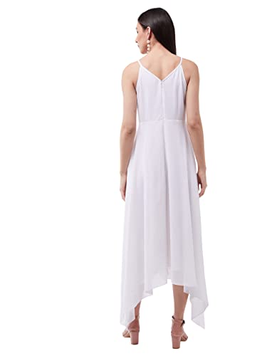 Image of Miss Chase Women's Off White Halter Neck Sleeveless Solid Embellished Maxi Dress