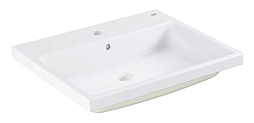 GROHE vasque à encastrer par dessus Cube ceramic, largeur 60 cm, profondeur 49 cm, avec trop-plein, porcelaine vitrifiée, traitement anti-bacterien, blanc...