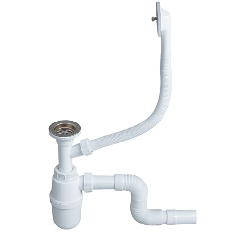 Lavabo Sifonu, Yandan Taşmalı, 304 Paslanmaz Çelik, Körüklü, Esnek Bağlantılı, Koku Önleyici