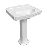 Elegance Collection Traditional Pedestal Sink with an Integrated Oval Bowl, Single Faucet Drilling, Low-Rise Backsplash and Overflow