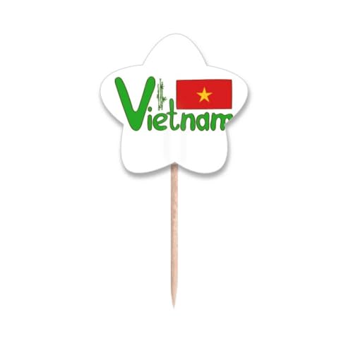 Piques à cupcakes drapeau Vietnam rouge et vert pour réussir la décoration de vos buffets - 2