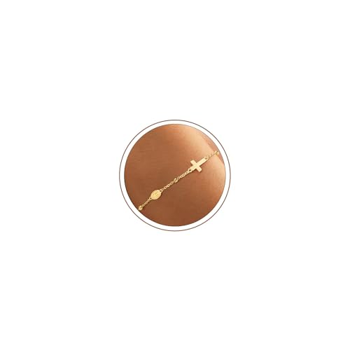 Turandoss Easter Gifts for Kids Women Girls - Dainty 14K Gold Plated Adjustable Mary Bracelet Cross Bracelet Personalized Christian Jewellery Easter Gifts for Women Girls