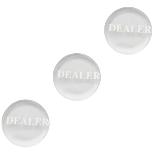 BCOATH 3pcs Professional Poker Dealer Button Set Crystal Poker Blind Buttons Reusable Game Supplies