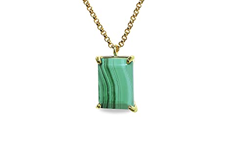 Collier de malachite pour femme artisanal serti d'une gemme verte unique
