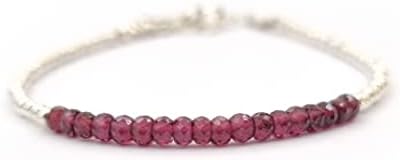 Garnet Bracelet for women in Sterling Silver Beads January Birthstone Jewelry Crystal Healing Gemstone for her Gift Ideas