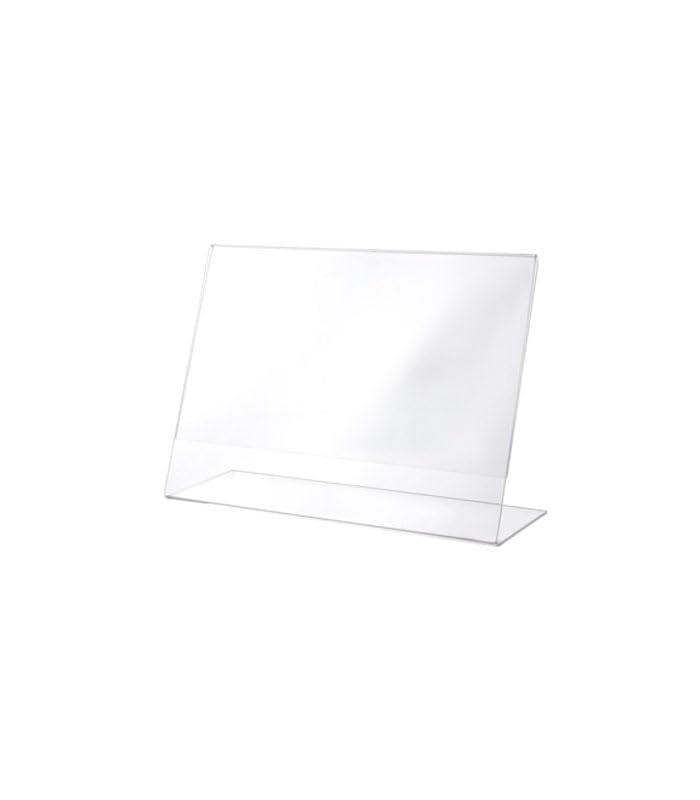 Expositor A4 Horizontal Pack 10 Unidades | Portagráficas de Sobremesa Acrilico, Doble Cara, Soporte en V | Rápido y Sencillo de Cambiar | Soporte para Restaurantes, Oficinas, Tiendas