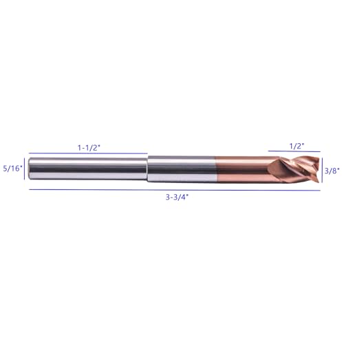 Image of High Performance Solid Carbide End Mill for Aluminum - TiSiN Coated, 3 Flute, 37 Helix, 3 /8 inch Cutting Diameter, 5 /16 inch Reduced Shank for Router, 1 /2 inch Length of Cut, 3-3 /4 inch Overall Length, Square End