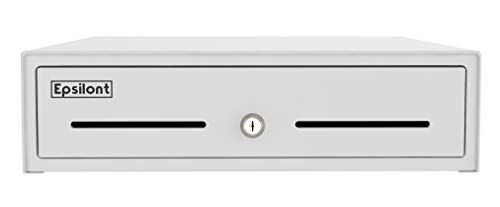 Epsilont Mini Cash Drawer Powder-Coated Steel with Roller Bearings 4 Bills 5 Coins with Double Media Slot 13" by 13" (White) - Thumbnail 2