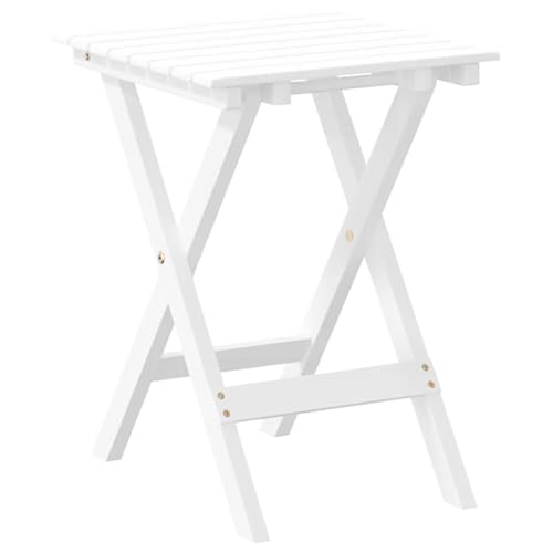 Table d'appoint pliante bois massif peuplier blanc tabouret intérieur extérieur - 8