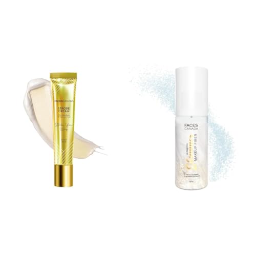 Image of FACESCANADA Strobe Cream Mini- Gold, 18ml & Ultime Pro Shimmer Makeup Fixer, 50ml