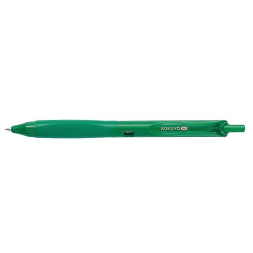 KOKUYO Me Ballpoint Pen, Black Ink 0.5mm Retractable Ball Point Writing Gel Pen, Piman Green (KME-BPEG5D102G)