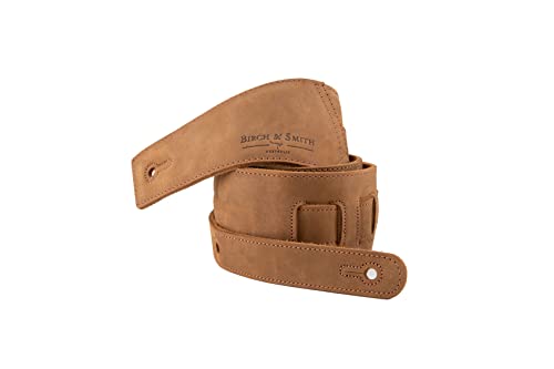 Birch & Smith Full Grain Leather Guitar Strap, Foam Padded, Perfect For Electric, Acoustic & Bass Guitars (3" Wide, Desert Sand Color) #TOP1