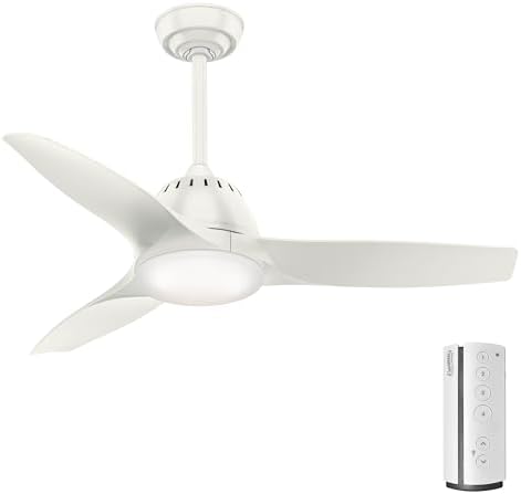Casablanca Wisp Indoor Ceiling Fan with LED Light and Remote Control, Small, Fresh White finish