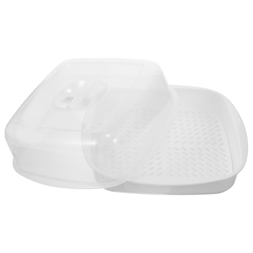 iplusmile Vaporera para Horno Microondas de Pp Blanco Diseño de Cubierta Transparente y Forma de Panal, Fácil de Limpiar, Adecuado para Cocinar al Vapor Alimentos Saludables