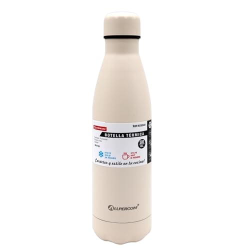 WEIDA HOME | Botella Térmica de Agua 500ml | Acero Inoxidable Doble Pared | Aislación al Vacío | Libre de BPA | 27cm-6.5cm | Conserva Frío 24h y Calor 12h (1, Crema)