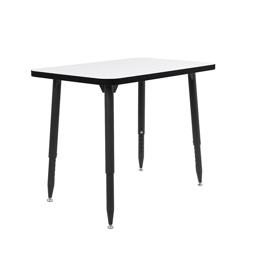 Image of Adapte Commercial Dry-Erase Classroom Activity Table - 24 inch x 36 inch Rectangle Whiteboard, ADA Compliant Tapered Legs, Glides & Casters Adjustable Height 22-34 inch Wheelchair Accessible, School Furniture
