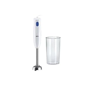 Braun MultiQuick 1 MQ10.001MWH Staafmixer, 1 snelheid, EasyTwist Systeem, 450 watt, 600ml BPA-vrije maatbeker – Wit/Blauw