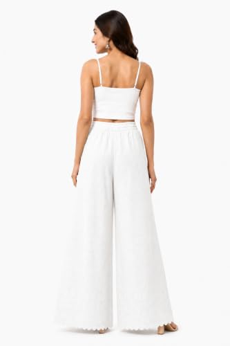 Image of Women's Premium Chicken Palazzo Pants | Wide Leg Flared Fit | Elastic Waist | Full Length Ethnic Bottom Wear | Free Size