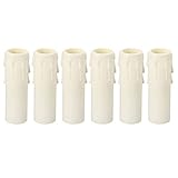 PATIKIL 30x100mm Candle Socket Covers, 6 Pack Plastic Sleeves Candelabra Base Accessories for European-Style Chandelier, White