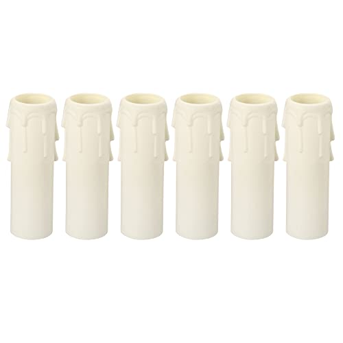 PATIKIL 30x100mm Candle Socket Covers, 6 Pack Plastic Sleeves Candelabra Base Accessories for European-Style Chandelier, White