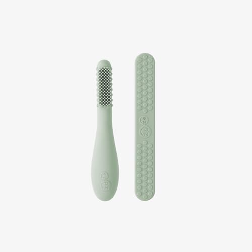 ezpz Baby-Led Toothbrush + Tongue Depressor - (Sage)