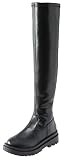 Women's Platform Thigh High Boots,Womens Over the Knee Boots Stretch Knitted Leather Boots Knee High