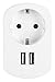 Orbegozo EN 1200 - Enchufe y Adaptador Carga USB, 2 Puertos USB, Potencia máx. 3680 W, protección sobrecarga, sobrecalentamiento y Cortocircuitos, Multicolor