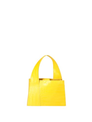 Roberta Rossi Bolso de mano para mujer de piel auténtica Made in Italy 21 x 14 x 8 cm RR220722023FBG, amarillo, 21x14x8