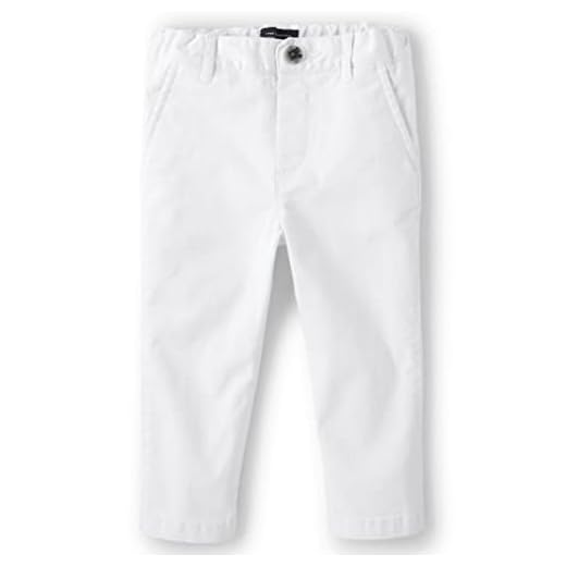 The Children's Place Calças de sarja skinny elásticas para bebês meninos e crianças pequenas, Simplesmente branco., 12-18 Meses