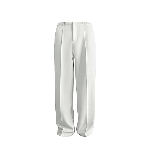 RTRDE Men's Pants Business Casual Pants Loose Solid Color Pleated Dress Pants Trousers for Men, 32-383