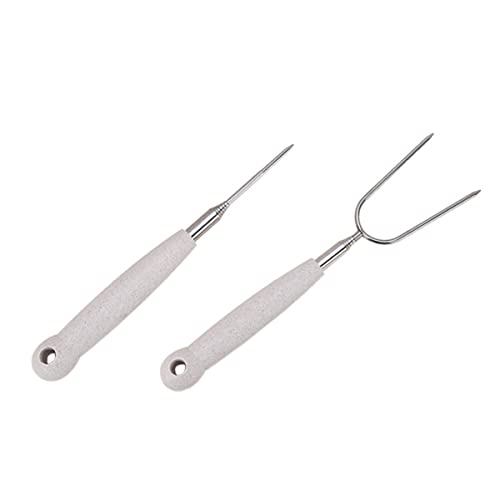 Toyvian 2piezas Tenedor De Parrilla De Acero Inoxidable para Exteriores Tenedor Doble y Individual Accesorios para Barbacoa para Barbacoa