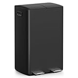 mVm Mülleimer Küche,60 Liter Treteimer,2x30L Doppelter Abfalleimer 2er-Mülleimer Mülltrennung mit Inneneimer, Stahl, Luftdicht, Softclose-Deckel, Breites Robustes Pedal