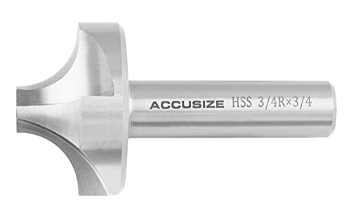 Image of Accusize Industrial Tools 3 /4'', H.S.S. Corner Rounding End Mills, 3 /4'' Shank Dia, 2-1 /4'' Cutter Dia, 4-1 /8'' Overall Length, 1011-3434 | H.S.S. Corner Rounding End Mills, 3 /4 inch Shank, 2-1 /4 inch Cutter Dia, 4-1 /8 inch Overall Length