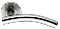 6 x Sets Lever on Rose Curved Door Handles - Satin Stainless Steel