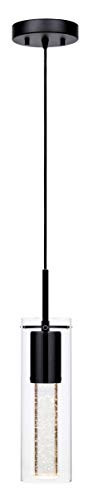 Xinbei Lighting Pendant Lighting, Modern 1 Light Mini Hanging Kitchen Island Pendant Light With Led Bulb & Bubble Crystal Black Finish Xb-P1110-Mb #TOP6