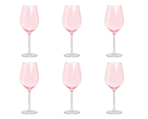 Excelsa Lot de 6 verres à vin en verre rose, 50 cl