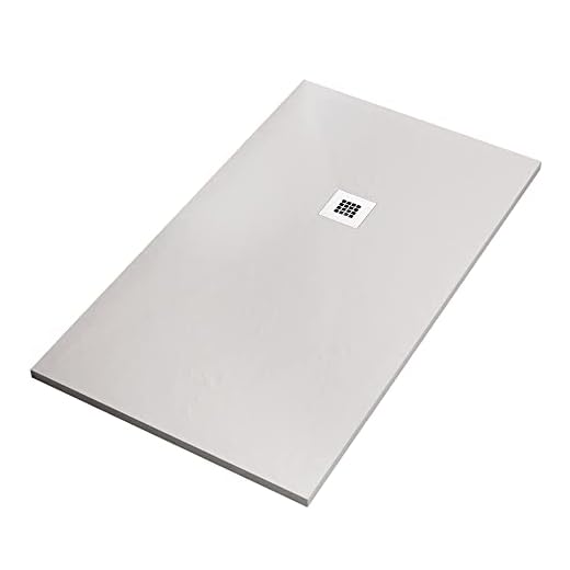 Piatto doccia bianco in marmoresina con griglia inox e Piletta Gratis - STAR PLUS - 70x100
