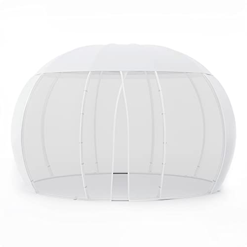 astreea Igloo Panorama Iglu Gartenpavillon mit wasserdichter Bedeckung und Moskitoschutz, Farbe Weiss, für Terrasse und Garten (Model L (372/250/372cm)) Cover