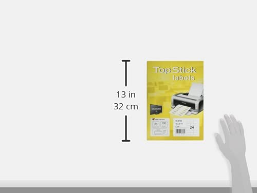 TopStick 8706 etykiety adresowe, 100 arkuszy, 70 x 37 mm, 24 w arkuszu A4, 2400 sztuk, samoprzylepne, do zadrukowania, matowe, czyste naklejki adresowe, białe