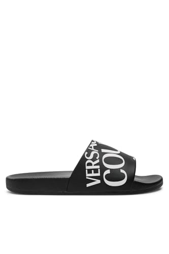VERSACE JEANS COUTURE Black Mens Signature Logo Pool Slide-10 for Mens