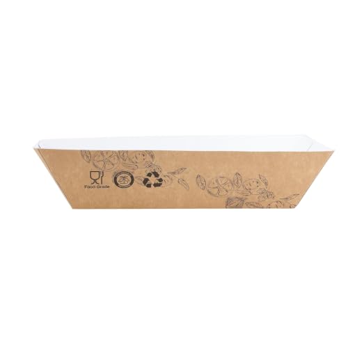 Image of Pack2Eat Paper Medium Food Boat Tray & White Paper Food Tray Disposable Serving Tray (Pack of 50)