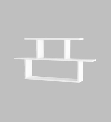 Image of Ethan Multipurpose Modular Wall Racks /Shelves /Organiser /Decor Particle Board Wall Shelf (Number of Shelves - 5, Beige, White)