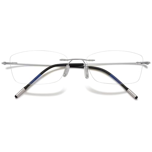 VEVESMUNDO Randlos Titan Lesebrille Anti Blaulicht Ultraleicht Metall Blaulichtfilter Sehhilfe Lesehilfe Brillen Ohne Rahmen für Herren Damen (1 Stück Silber, 2.0) VEVESMUNDO Randlos Titan Lesebrille Anti Blaulicht Ultraleicht Metall Blaulichtfilter Sehhilfe Lesehilfe Brillen Ohne Rahmen für Herren Damen (1 Stück Silber, 2.0)