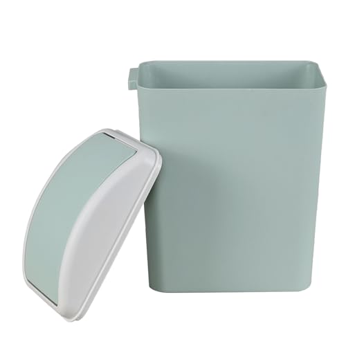 Caneca de basura plástica compacta 15 L con tapa basculante verde miniatura 7