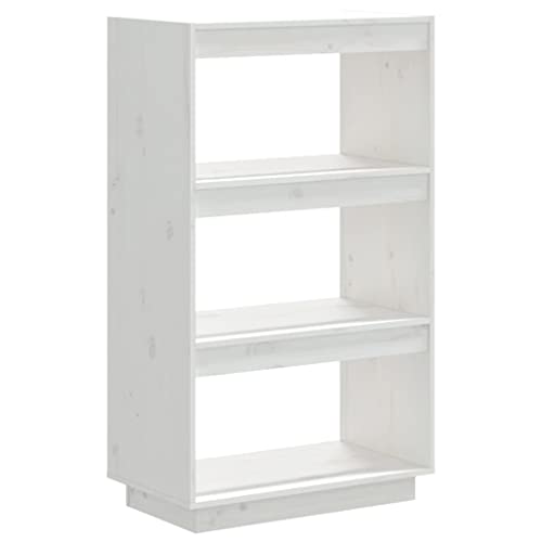vidaXL Bibliothèque Cloison Etagère à Livres Armoire à Livres Séparateur Diviseur Cloison de Séparation Blanc 60x35x103 cm Bois de Pin Massif