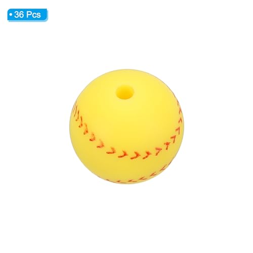 Perles en silicone baseball 15mm jaune pour collier boucle d'oreille cordon diy - 4